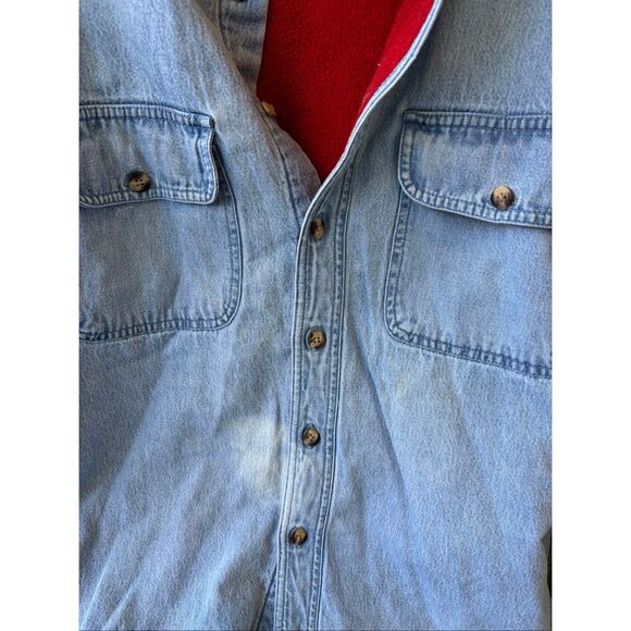 Woolrich Men's Fleece Lined Denim Blue Jean Shirt/Jacket Sz Med B29 - Picture 2 of 9